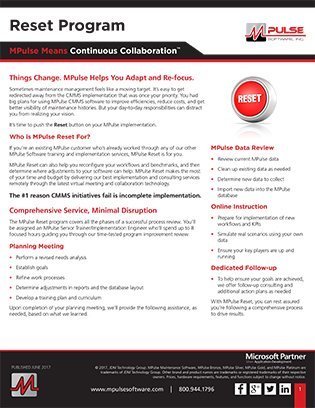 MPulse Reset Program Datasheet