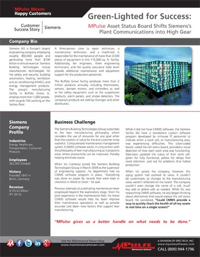 Manufacturing: Siemens Building Technologies Bolsters Plant Communications