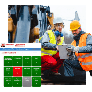 Maintenance technicians using MPulse CMMS to plan preventive maintenance tasks on-site